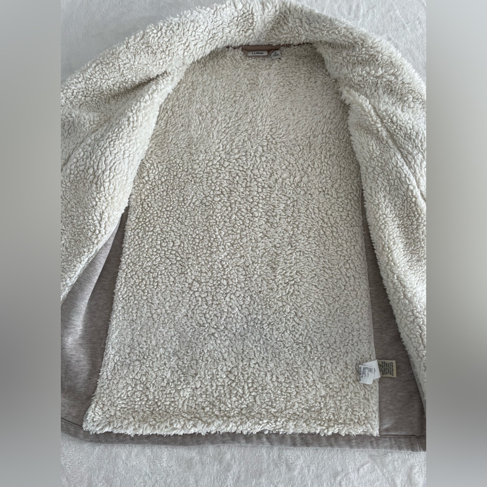 L.L. Bean Size Small 1912 Fleece Lined Cardigan In Oatmeal Heather - Picture 6 of 17
